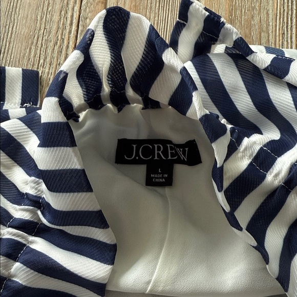 J. Crew Navy and White Striped Midi Skirt L - Picture 2 of 6